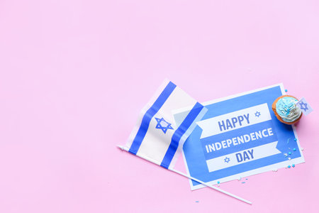 Composition for Israel Independence Day on color backgroundの写真素材