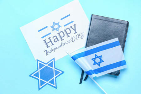 Composition for Israel Independence Day on color backgroundの写真素材