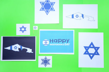 Composition for Israel Independence Day on color background