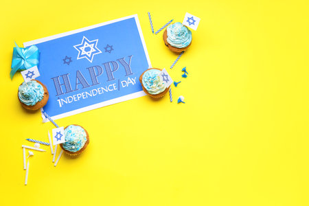 Composition for Israel Independence Day on color backgroundの写真素材