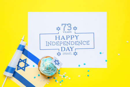 Composition for Israel Independence Day on color backgroundの写真素材