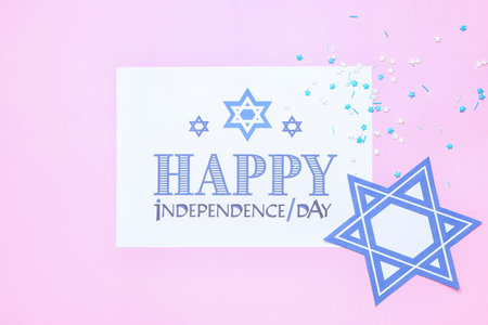 Composition for Israel Independence Day on color backgroundの写真素材