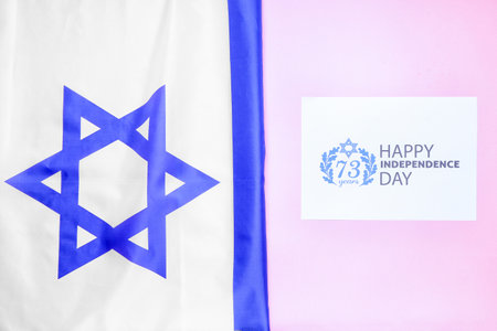 Composition for Israel Independence Day on color backgroundの写真素材