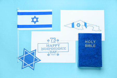 Composition for Israel Independence Day on color backgroundの写真素材