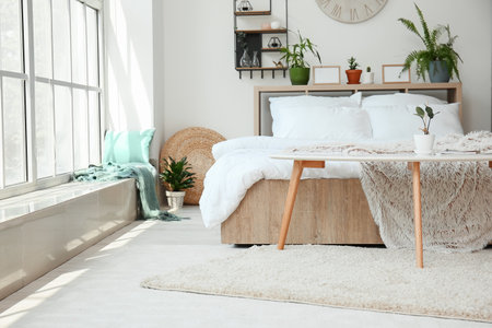 Interior of modern stylish bedroomの写真素材