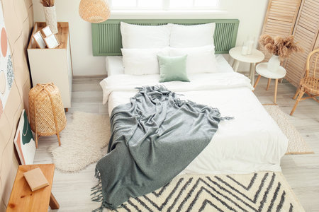 Interior of modern stylish bedroomの写真素材