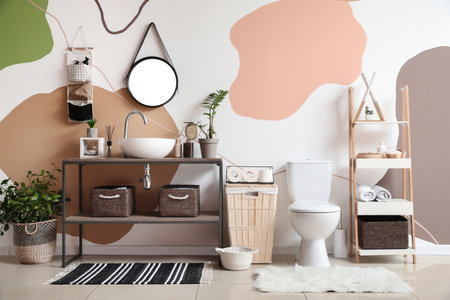 Stylish interior of modern restroomの写真素材