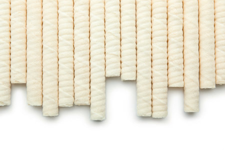 Delicious wafer rolls isolated on white backgroundの写真素材