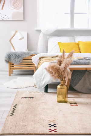 Interior of modern stylish bedroomの写真素材