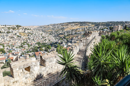 Beautiful view of Old City in Jerusalemの写真素材