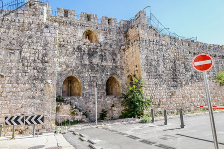 Beautiful view of Jaffa Gate in Jerusalemの写真素材
