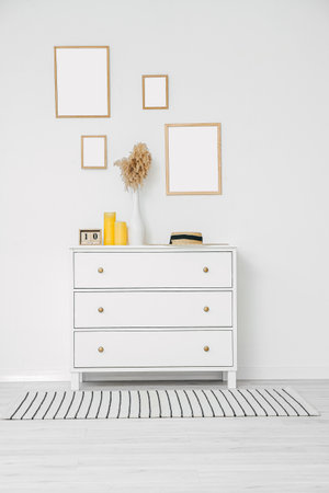 Interior of modern room with chest of drawersの写真素材