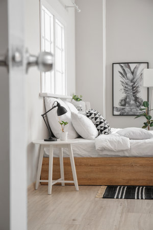 Interior of modern stylish bedroomの写真素材