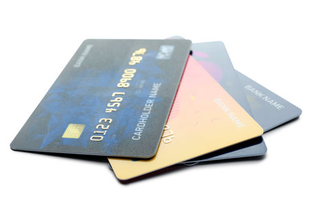 Credit cards on white background