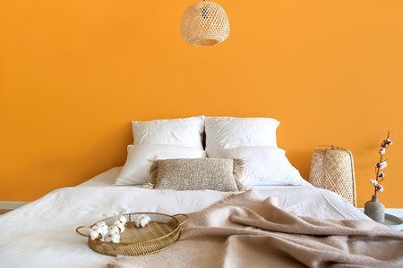 Interior of modern stylish bedroomの写真素材
