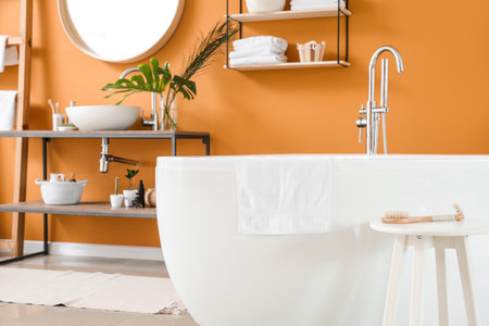 Stylish interior of modern bathroomの写真素材