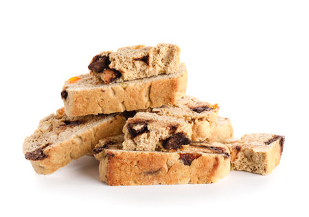 Delicious biscotti cookies isolated on white backgroundの写真素材
