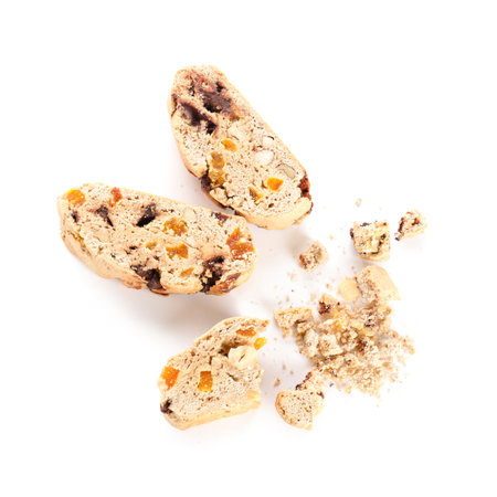 Delicious biscotti cookies isolated on white backgroundの写真素材