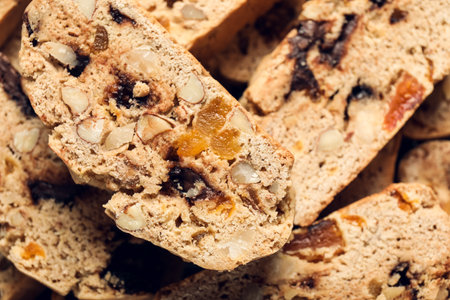 Delicious biscotti cookies as background, closeupの写真素材