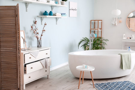 Stylish interior of modern bathroomの写真素材