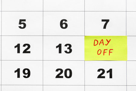 Calendar with marked day off, closeupの写真素材