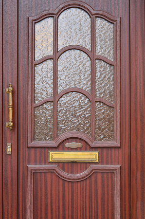 View of wooden door in the cityの写真素材