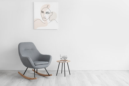 Interior of room with comfortable armchairの写真素材