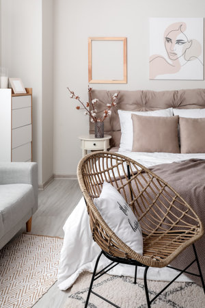 Stylish interior of modern bedroomの写真素材