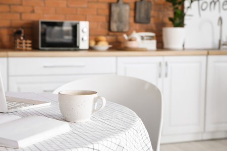 Dining table interior of modern kitchenの写真素材