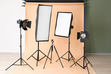 Interior of photo studio with modern equipmentの写真素材