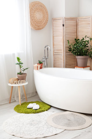 Stylish interior of modern bathroomの写真素材
