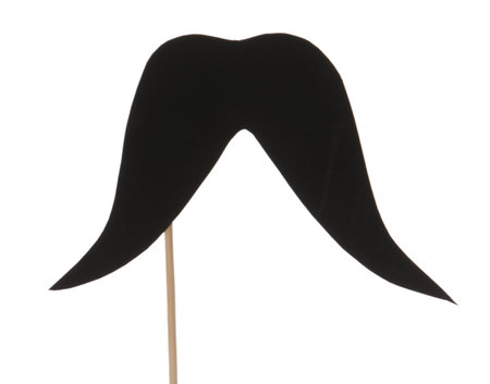 Wooden stick with paper mustache on white background, closeupの写真素材
