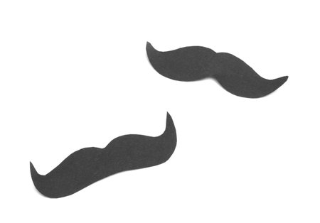 Paper mustaches on white backgroundの写真素材