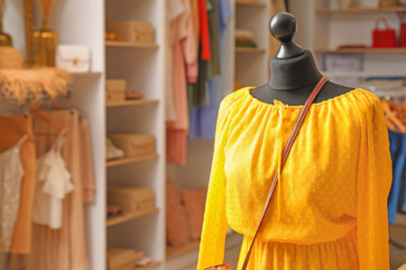 Mannequin with stylish clothes in modern storeの写真素材
