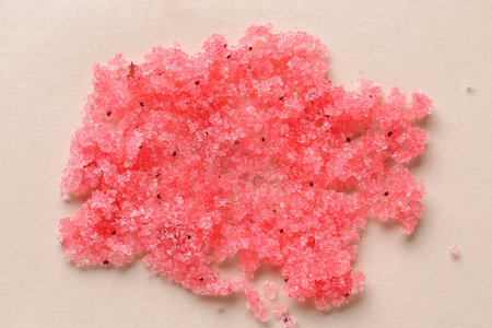 Natural body scrub on color background