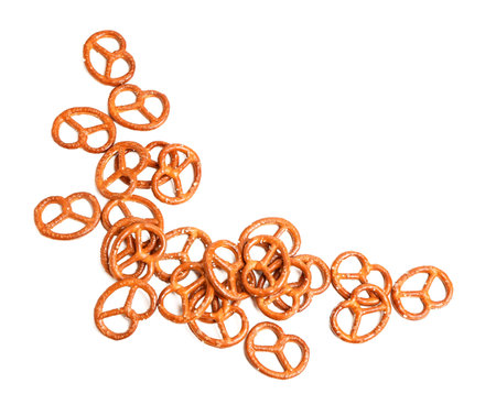 Delicious pretzels isolated on white backgroundの写真素材