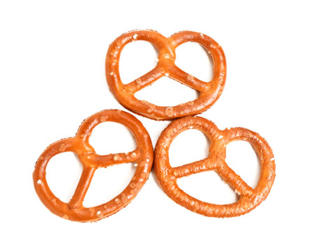 Tasty pretzels isolated on white backgroundの写真素材