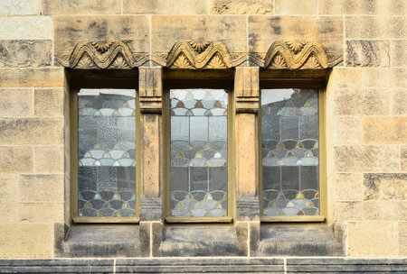 View of old building with beautiful windowsの写真素材