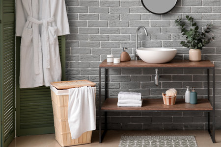 Interior of modern stylish bathroomの写真素材