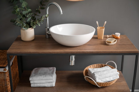 Sink in interior of modern stylish bathroomの写真素材