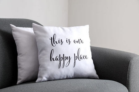 Comfortable sofa in modern roomの写真素材