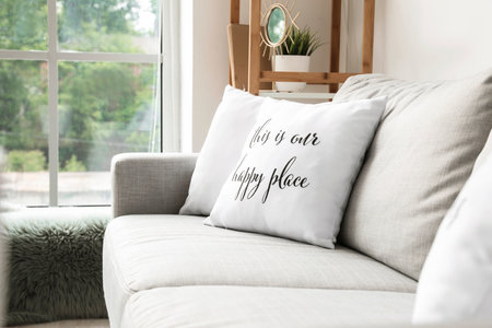 Interior of modern room with comfortable sofaの写真素材