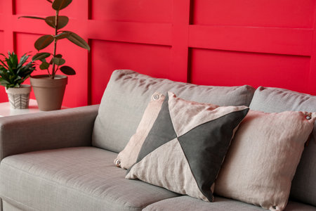 Interior of modern room with comfortable sofaの写真素材