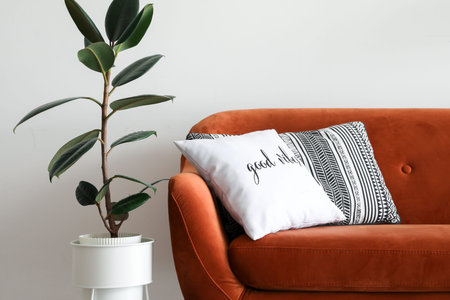 Interior of modern room with comfortable sofa