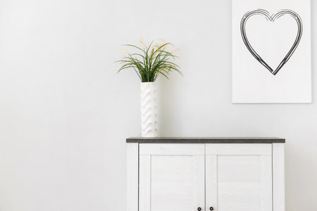 modern cabinet in light roomの写真素材