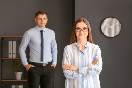 young businesswoman working in officeの写真素材