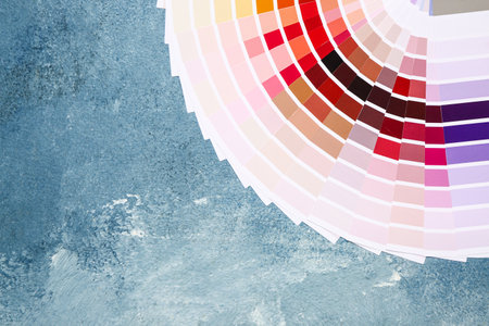color palettes on blue backgroundの写真素材