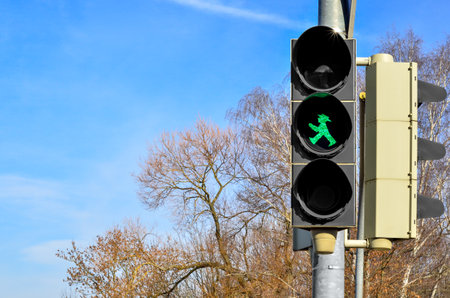 View of traffic lights in the cityの写真素材