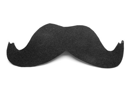 Black paper mustache isolated on white backgroundの写真素材