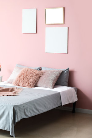 Interior of modern stylish bedroomの写真素材